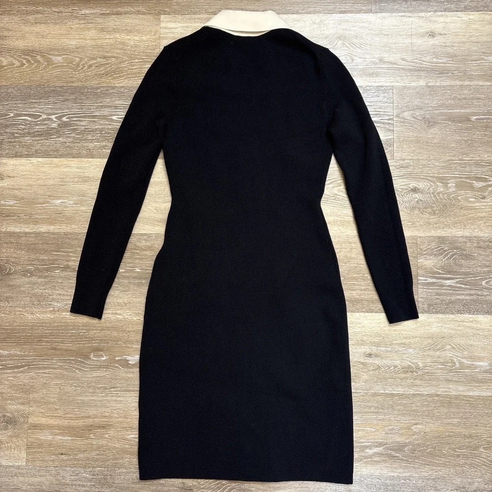 J.Crew Contrast Mini Knit Sweater Dress Black Ivory Supersculpt Yarn Sz XS EUC - Picture 2 of 12